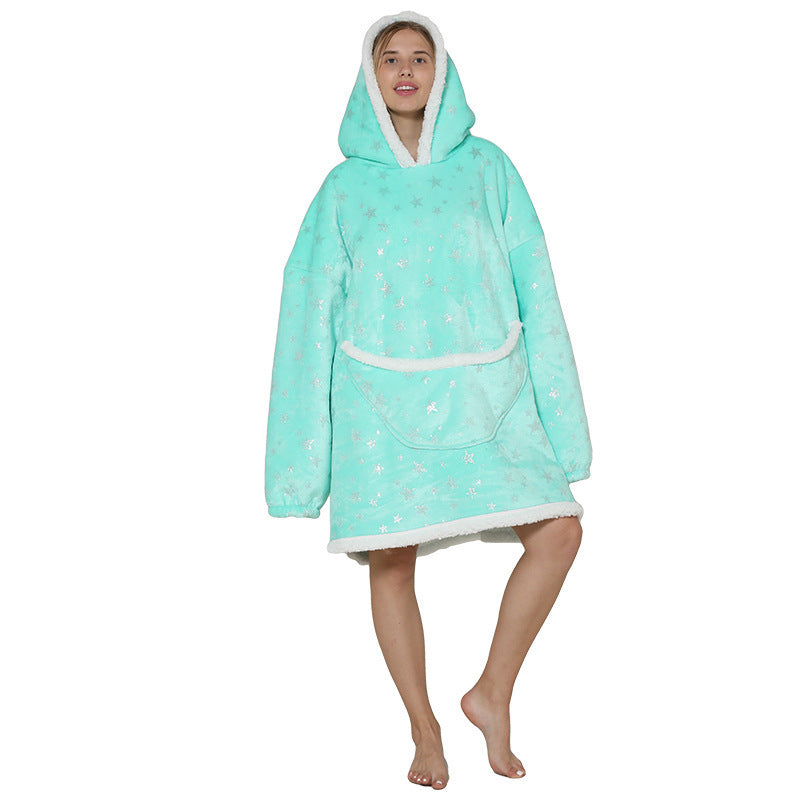 Hoodies Blankets Velvet Padded Loose Long Hooded Coat Flannel Lazy Sweater