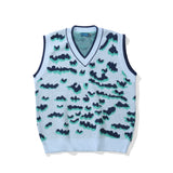 Men Sweater Vest Jacquard Sweater Vest Men's BF Idle Style Loose V-neck Sleeveless Sweater Vest