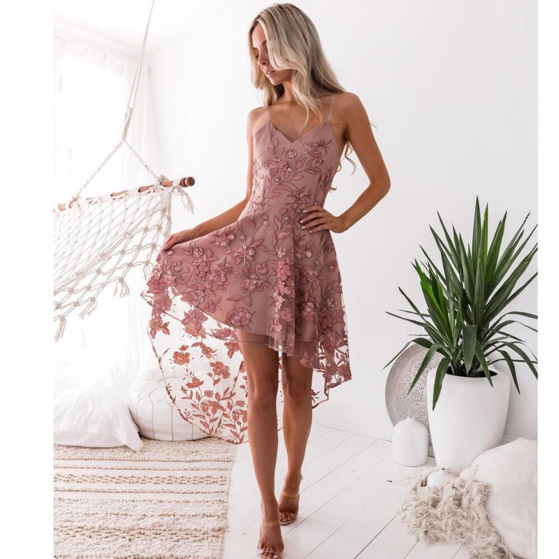 Bohemian Coachella Outfits Sexy V-neck Brace Sleeveless Slim Dress