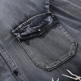 Men Denim Coat Jean Jackets Dark Style Lightning Print Tie-Dye Denim Jacket Men's Loose Lapels Cardigan Coat
