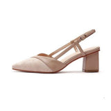 Nude Block Heel Summer Sandals Closed Toe High Heels