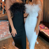 Lady Gaga Dress Feather Dress Elegant Bodycon Dress