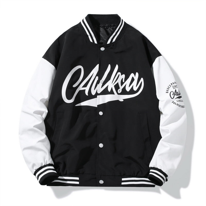 White Varsity Jacket Men's Spring and Autumn Workwear Jacket Youth Sports Baseball Uniform