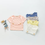 Summer Tops Pure Cotton Baby Short Sleeve T-shirt Large Pocket Short Sleeve Top