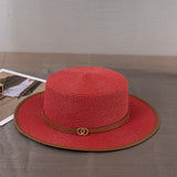 Italian Fedora Hats Short Brim Straw Hat Women's Summer Top Hat