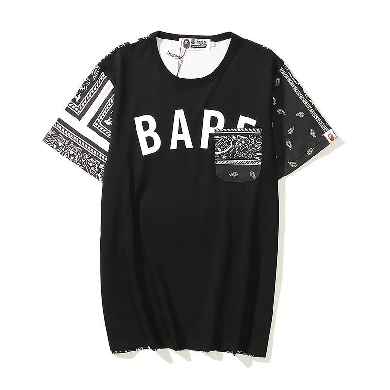 Shark Print T Shirt Summer Color Block Printing Fashion Short Sleeve T-Shirt