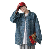 Denim Varsity Jacket Paisley Denim Jacket Men's Loose Hip Hop Street Jacket