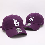 Dodgers and Yankees Baseball Cap 47brand Baseball Cap Female Dark Purple NY Embroidery Vintage Hat