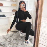 Women Fall Fall/Winter BM Style Crop-Top Tight-Fitting Jumpsuit