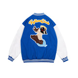 Mens Fall Outfits Vintage PU Leather Stitching Towel Embroidery Baseball Uniform Loose Jacket Couple Coat