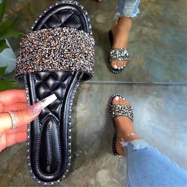 Women Open Toe Sandals Flats Summer Beach Sexy Breathable One-Line Sandals for Women