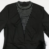 Nina Parker Black Dress Feather Diamond