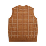 Men Sweater Vest BF Idle Style Plaid Sweater Vest Men's Autumn Loose V-neck Sleeveless Sweater Vest