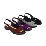 Flat Dress Sandals Summer Comfortable Low Heel Peep Toe Buckle with Cutout Sandals for Women