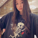 Preppy Aesthetic T Shirt Printed Short Sleeve Men's and Women's Washed T-shirt