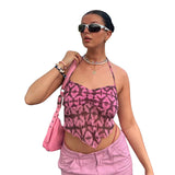 Music Festivals Rave Outfits Girls Tops Summer Women's Sexy Print Vest
