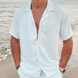 Men Hawaii Shirts Loose Casual Collar Short Sleeve Shirt