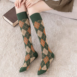 Winter Thick Knit Thigh High Socks Long Stockings Boot Fall Diamond Lattice Thigh High Socks Japanese Harajuku Socks