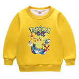 Children Pokemon Pikachu Hoodie Cold Protection Fleece Sweater Double-Layer Thickened