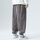 Mens Corduroy Pants Casual Pants Men's Pants Straight Elastic Ankle-Tied plus-Sized Size Fat Sports Pants