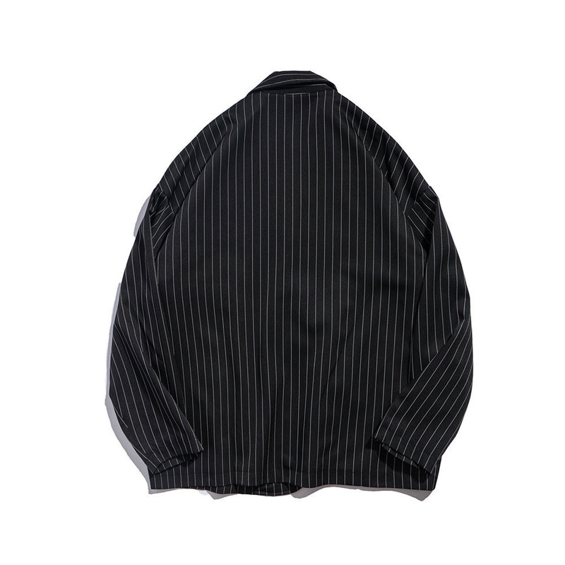 Men's Casual Suit Man Blzer Doll Pendant Vertical Stripes Blazer Men Loose Lapels Casual Small Suit