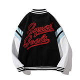 Mens Fall Fall/Winter Male Letter Embroidered PU Leather Sleeve Color Matching Baseball Jacket Sports Jacket