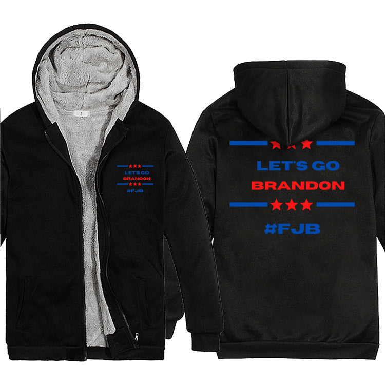 Let's Go Brandon Hoodie English Letter Short Sleeve Printed Fashion Padded Top