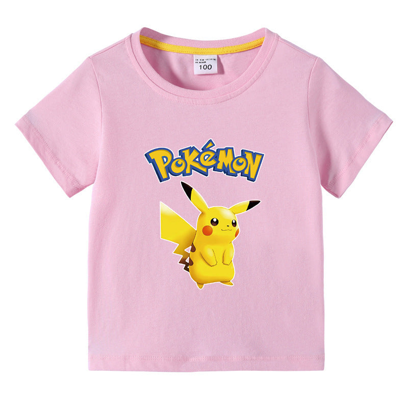 Children Pokemon Pikachu T Shirt Children Summer Clothing Short Sleeve T-shirt