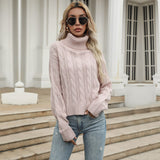 The Rock Turtleneck Autumn and Winter Turtleneck Cable-Knit Sweater Knitwear Casual Base Pullover Top