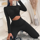 Women Fall Fall/Winter BM Style Crop-Top Tight-Fitting Jumpsuit