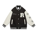 Brown Varsity Jacket Autumn Retro Patchwork Embroidered Baseball Uniform Jacket Men's Jacket Casual