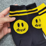 Drew House Drew Smiley Face Long Socks Fashion Brand Men and Women Couple Casual Cotton Mid-Calf Length Socks