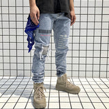 Man Fall Outfits Cargo Pants Vintage Men's Straight Jeans Letter Print Embroidery Denim Trousers