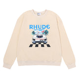 Rhude Hoodie F1 Formula Racing Miami Station Limited Printing Men and Women Casual round Neck Sweater