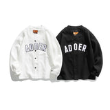 White Varsity Jacket Autumn Hip-Hop Street V-neck Jacket Embroidered Loose Baseball Clothing Jacket for Men