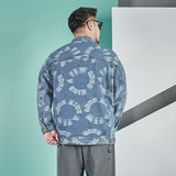 Paisley Denim Jacket plus Size Men's Loose Denim Jacket