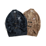 Men's Casual Suit Man Blzer Vintage Butterfly Embroidered Blazer Men's Loose Lapels Corduroy Jacket Suit