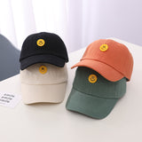 Smiley Face Cap Children's Spring and Summer Button Smiley Face Peaked Cap Baseball Cap