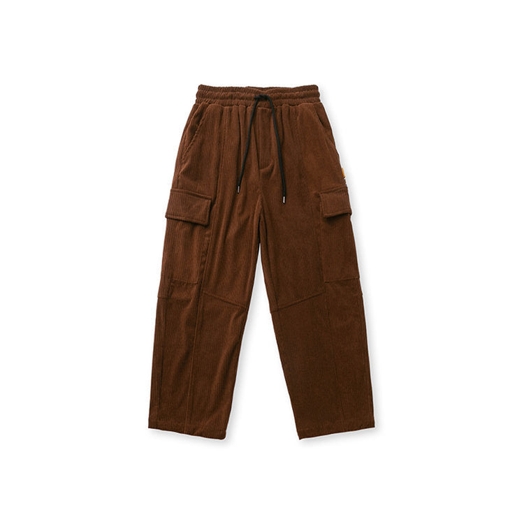 Mens Corduroy Pants Winter Men's Trousers Japanese-Style Retro Loose Straight Cargo Pants