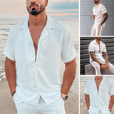Men Hawaii Shirts Loose Casual Collar Short Sleeve Shirt