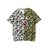 Wgm Shirt Bape Shark Head Men And Women Digital Printing Casual Sports Short Sleeve