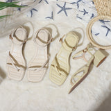 Nude Strappy Block Heels Chunky Heel Sandals