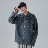 Denim Varsity Jacket Men's Autumn Jacquard Full Printed Loose Jacket
