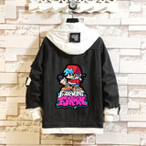 Comic Denim Jacket Man and Woman Cartoon Patterned Denim Jacket