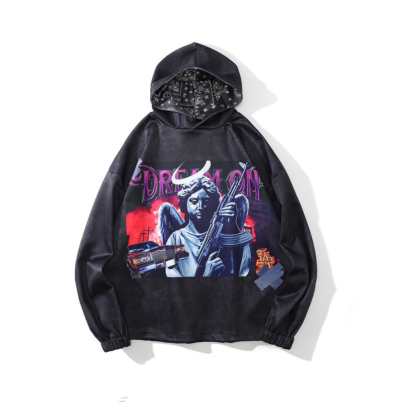 Mens Fall Outfits Dark Angel Vintage Distressed Hooded Sweater Vintage Hoodie Men and Women
