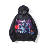 Mens Fall Outfits Hooded Sweater Men's and Women's High Street Vintage Printed Sports Hoodie Coat