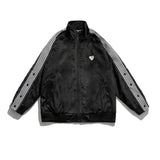Black Varsity Jacket Autumn Embroidery Casual Loose Multi-Pocket Workwear Coat Men's Jacket