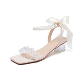 Nude Strappy Block Heels Chunky Heel Sandals