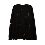 Mens Fall Outfits Autumn and Winter Letters Rhinestone High Street Bottoming Top Men's and Women's Loose Long-Sleeved T-shirt