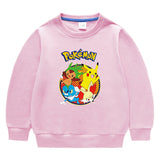 Children Pokemon Pikachu Hoodie Crew Neck Sweater Cotton